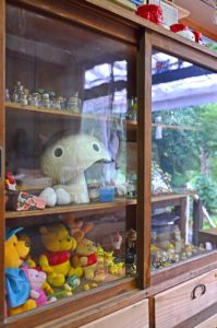 古いガラス板の戸棚