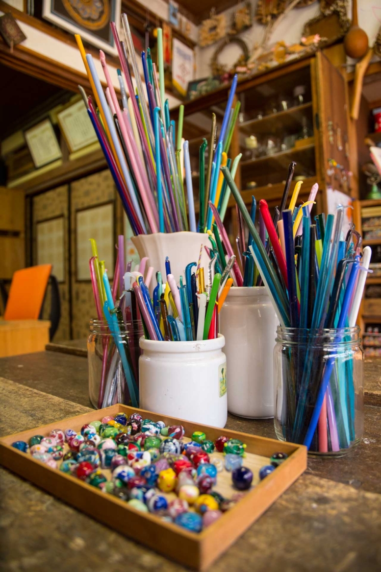 いたづら工作室室内:ガラス棒、とんぼ玉